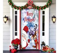 2025 Christmas and Halloween Front Door Cover, Halloween Fitted Elastic Fabric Stretchable Stretch Door Cover, a Fun and Festive Christmass Decor for Indoor Outdoors Home Ornament (12)