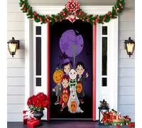 2025 Christmas and Halloween Front Door Cover, Halloween Fitted Elastic Fabric Stretchable Stretch Door Cover, a Fun and Festive Christmass Decor for Indoor Outdoors Home Ornament (20)