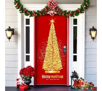 2025 Christmas and Halloween Front Door Cover, Halloween Fitted Elastic Fabric Stretchable Stretch Door Cover, a Fun and Festive Christmass Decor for Indoor Outdoors Home Ornament (23)