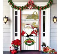 2025 Christmas and Halloween Front Door Cover, Halloween Fitted Elastic Fabric Stretchable Stretch Door Cover, a Fun and Festive Christmass Decor for Indoor Outdoors Home Ornament (14)
