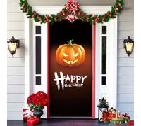 2025 Christmas and Halloween Front Door Cover, Halloween Fitted Elastic Fabric Stretchable Stretch Door Cover, a Fun and Festive Christmass Decor for Indoor Outdoors Home Ornament (22)