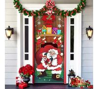 2025 Christmas and Halloween Front Door Cover, Halloween Fitted Elastic Fabric Stretchable Stretch Door Cover, a Fun and Festive Christmass Decor for Indoor Outdoors Home Ornament (21)