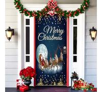 2025 Christmas and Halloween Front Door Cover, Halloween Fitted Elastic Fabric Stretchable Stretch Door Cover, a Fun and Festive Christmass Decor for Indoor Outdoors Home Ornament (26)