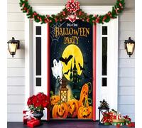 2025 Christmas and Halloween Front Door Cover, Halloween Fitted Elastic Fabric Stretchable Stretch Door Cover, a Fun and Festive Christmass Decor for Indoor Outdoors Home Ornament (27)