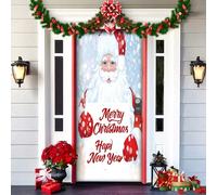 2025 Christmas and Halloween Front Door Cover, Halloween Fitted Elastic Fabric Stretchable Stretch Door Cover, a Fun and Festive Christmass Decor for Indoor Outdoors Home Ornament (3)