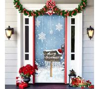 2025 Christmas and Halloween Front Door Cover, Halloween Fitted Elastic Fabric Stretchable Stretch Door Cover, a Fun and Festive Christmass Decor for Indoor Outdoors Home Ornament (18)