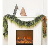 2025 Christmas Artificial Cedar Garland, Artificial Cedar Garland, Greenery Garlands Christmas Decorations, Faux Pine Stems Garlands for Mantle, Table, Wall (47in)