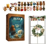 2025 Christmas Calendar - 2D Acrylic Bear Home Decor | Cute Countdown to Christmas Calendar Ornaments - for Kids Family Holiday Party Decorations Bedroom Living Room Office Window Wall Door Bag Charm