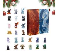 2025 Christmas Calendar Advents | Cute 2D Acrylic 24 Days Party Favor | Dragon Ornaments Countdown Calendar | For Window Door Tree Party Car Indoor Desktop Holiday Birthday And More Purpose