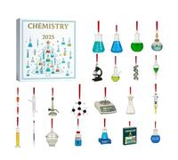 2025 Christmas Chemistry Advent - 24 Days Acrylic Countdown Ornament Set | Special 2D Scientific Holiday Decor with Vibrant Elements Perfect for Home, Offices, Living Room, Wreath or Mantel Display