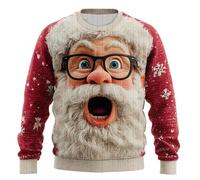 2025 Christmas Jumper Men Women - Knitted Sweatshirt Christmas Print Ugly Round Neck Jumper Tops Long Sleeve Pullover T-Shirt Creative Fashion Funny Large Size Tops Without Hood Sweatshirts
