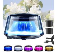 2025 Cloud Mist Car Diffuser - Auto On/Off, Premium Scenic Fragrance Car Freshener, Usb Rechargeable, 5 Ambient Light, 2 Adjustable Intelligent Modes (White Tea,2 Replace)