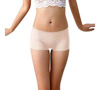2025 - Confortable, absorbant la transpiration, coton respirant à l'entrejambe, soie glacée, fond sans couture, boxer, boxer, sous-vêtement de ski pour femme, beige, taille unique