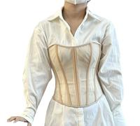 2025 Corset bustier en maille transparente à lacets pour femme, beige, L