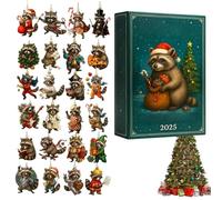 2025 Countdown Calendar Raccoon Ornaments | 24 Days 2D Acrylic Ornament Decor | Christmas Raccoon Advent Countdown For Home Christmas Tree Car Rearview Mirror Wall Window Family Friends