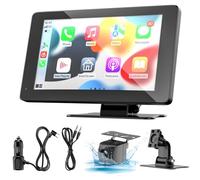 2025 ¨¦Cran De Carplay Voiture, sans Fil Autoradio Portable Apple Carplay & Android Auto Bluetooth, avec Navigateur, Bluetooth, Mirror Link, Siri/Google Assistant,FM/Contr?Le Vocal