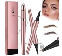 2025 - Crayon à sourcils magique - 3D - Étanche - Pour sourcils naturels - Avec 4 pointes (marron clair + marron foncé)