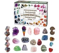 2025 Crystal Advent Calendar avec 24 grilles Fossiles de minéraux en pierre, Rock Collection Countdown pour les passionnés