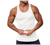 2025 Débardeur Homme Sport- Gilet sans Manche Rayures Verticales Couleur Unie Col en U Décontracté Chic Top Slim Simple Comfortable Doux Style Fitness Et Coupe Ajustée Tous Les Jours Sexy Haut