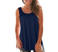 2025 Débardeur pour femme Sport Yoga Respirant Doux Décontracté Basique Tank Sport Été Léger Gilet Fitness Élégant Chemise Sans Manches Course Sport Tops Tennis Shirt Athlétique, Bleu marine, XXL