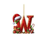 2025 Décoration de Noël, 26 lettres de l'alphabet - Pendentif en acrylique (W), 8 cm
