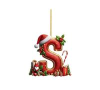 2025 Décoration de Noël - 26 lettres - Pendentif décoratif en acrylique (taille S, 8 cm)