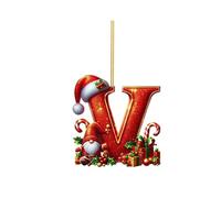 2025 Décoration de Noël - 26 lettres - Pendentif décoratif en acrylique (V, 8 cm)