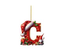 2025 Décoration de Noël - 26 lettres - Pendentif décoratif - Matériau acrylique (C, 8 cm)