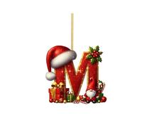 2025 Décoration de Noël - 26 lettres - Pendentif décoratif - Matériau acrylique (M, 8 cm)