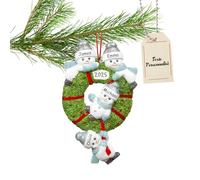 2025 Décoration de Noël Personnalisée - Pendentif Bonhomme Personnalisée avec 2/3/4/5/6/7/8 Noms de Famille, Décorations du Sapin de Noël en Résine, Cadeaux pour la Famille Partenaires Amis