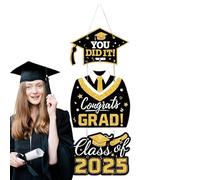 2025 Décoration de remise de diplôme, décoration de porte pour remise de diplôme - Décoration saisonnière en bois pour félicitations pour l'université, l'école, la porte d'entrée, le jardin, le