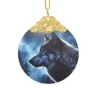 2025 Décorations de Noël rondes à suspendre en verre avec loup solitaire pour fête, mariage, cheminée en plein air