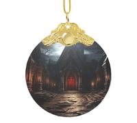 2025 Décorations de Noël rondes à suspendre en verre Vieille crypte Décorations de sapin de Noël pour fête, mariage, cheminée extérieure