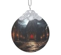 2025 Décorations de Noël rondes à suspendre en verre Vieille crypte Décorations de sapin de Noël pour fête, mariage, cheminée extérieure