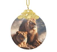 2025 Décorations de sapin de Noël en verre à suspendre avec deux lions pour fête, mariage, cheminée extérieure