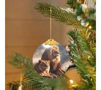 2025 Décorations de sapin de Noël en verre à suspendre avec deux lions pour fête, mariage, cheminée extérieure