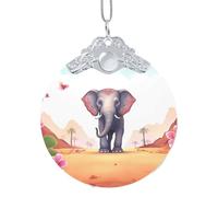2025 Décorations de sapin de Noël en verre avec pendentif rond à suspendre en forme d'éléphant porte-bonheur pour fête, mariage, cheminée en plein air