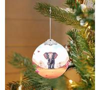 2025 Décorations de sapin de Noël en verre avec pendentif rond à suspendre en forme d'éléphant porte-bonheur pour fête, mariage, cheminée en plein air