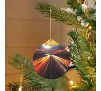 2025 Décorations de sapin de Noël rondes à suspendre en verre avec lumière d'autoroute pour fête, mariage, cheminée extérieure