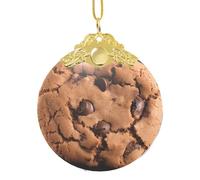 2025 Décorations de sapin de Noël rondes à suspendre en verre Chocolat Cookie Décorations d'arbre de Noël pour fête, mariage, cheminée extérieure