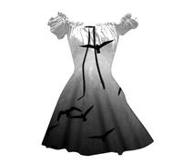 2025 Deguisement Halloween, Mini Robe Femme à Manches Courtes Bouffantes Couleur Sang Imprimé Sanglant éClaboussures De Sang Bloody Horreur Blood ÉPaules DéNudéEs Courte A-Ligne Chic Et Elegant Dress