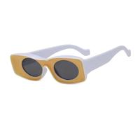 2025 Designer Lunettes de soleil rectangulaires double couleurs Cadre concave Mode populaire pour femmes Punk Candy Hommes nuances ovales Petit UV400 Mâle Femelle, jaune, Taille unique