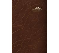 2025 Diary A5 Page a Day to View - Leather Print - 365 Days - Hourly - Non Spiral Bound - Soft Cover - Organizer - Pocket Size - UK English - Small Planner: for Women and men.