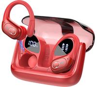 2025 Ecouteurs Bluetooth Sans Fil Sport, 75Hrs Écouteurs Bluetooth 5.4 Avec 3D Hifi Stéréo, 4 Enc Réduction De Bruit Mics, Oreillette Sans Fil Avec Affichage Led, Casque Running Ip7 Étanche, Rouge