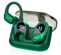 2025 Ecouteurs Bluetooth sans Fil Sport, 75Hrs Écouteurs Bluetooth 5.4 avec 3D HiFi Stéréo, 4 ENC Réduction de Bruit Mics, Oreillette sans Fil avec Affichage LED, Casque Running IP7 Étanche Vert Foncé
