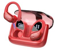 2025 Ecouteurs Bluetooth sans Fil Sport, 75Hrs Écouteurs Bluetooth 5.4 avec 3D HiFi Stéréo, 4 ENC Réduction de Bruit Mics, Oreillette sans Fil avec Affichage LED, Casque Running IP7 Étanche, Rouge