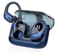2025 Ecouteurs sans Fil Sport, 75Hrs Écouteurs Bluetooth 5.4 avec 3D HiFi Stéréo, 4 ENC Réduction de Bruit Mics, Oreillette Bluetooth sans Fil avec Affichage LED, Casque Running IP7 Étanche, Bleu