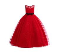 2025 Enfant Fille Robe de Princesse Bowknots Tulle sans Manches Anniversaire Noeud Papillon Robe pour La Fête Robes Formelle Fête D'anniversaire Mariage Demoiselle D'honneur Fille Âge pour 5-14 Ans