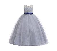 2025 Enfant Fille Robe de Princesse Bowknots Tulle sans Manches Anniversaire Noeud Papillon Robe pour La Fête Robes Formelle Fête D'anniversaire Mariage Demoiselle D'honneur Fille Âge pour 5-14 Ans