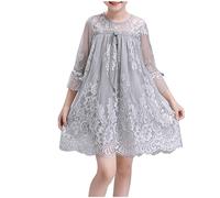 2025 Enfants Fille Robe de Princesse en Dentelle Robes Fille Chic et Elegant Léger Fluide Robe de Première Communion Anniversaire Fête Photographie 8-14 Ans Pas Cher